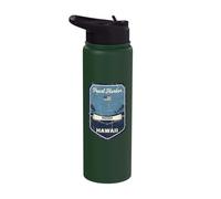 Pearl Harbor Hawaii Vintage Military Memorial Travel Stainless Steel Insulated Water Bottle