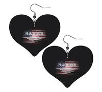 Pearl Harbor Remembrance Day Leather Earrings For Women Dangle Earring Drop Heart Pendant With Hook Gifts For Adult Girl