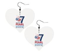 Pearl Harbor Remembrance Day Leather Earrings For Women Dangle Earring Drop Heart Pendant With Hook Gifts For Adult Girl