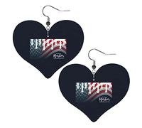 Pearl Harbor Remembrance Day Leather Earrings For Women Dangle Earring Drop Heart Pendant With Hook Gifts For Adult Girl