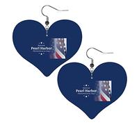 Pearl Harbor Remembrance Day Leather Earrings For Women Dangle Earring Drop Heart Pendant With Hook Gifts For Adult Girl