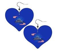 Pearl Harbor Remembrance Day Leather Earrings For Women Dangle Earring Drop Heart Pendant With Hook Gifts For Adult Girl