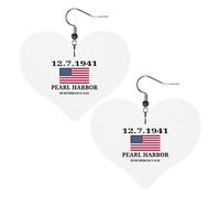 Pearl Harbor Remembrance Day Leather Earrings For Women Dangle Earring Drop Heart Pendant With Hook Gifts For Adult Girl
