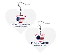Pearl Harbor Remembrance Day Leather Earrings For Women Dangle Earring Drop Heart Pendant With Hook Gifts For Adult Girl
