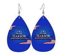 Pearl Harbor Remembrance Day Leather Earrings For Women Dangle Earring Drop Pendant With Hook Gifts For Adult Girl