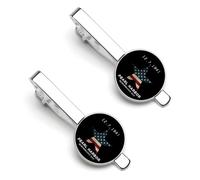 Pearl Harbor Remembrance Day Tie Clip for Men,Round Tie Bar Clips And Cufflinks Set for Luxury Clothing Accessories 2 Pcs