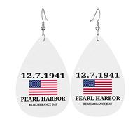 Pearl Harbor Remembrance Leather Earrings For Women Dangle Earring Drop Pendant With Hook Gifts For Adult Girl