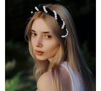 Pearl Headband, High Cranium Hairband, Decorative Non-Slip Headband with Teeth for Girls Beach Date School Work Dinner Wedding Banquet Bridal Party Occasions