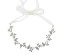 Pearl Headband Silver Alloy Ribbon Elegant Wedding Hair Accessory | Leaf Motif, Easy to Secure, Women’s Bridal Headwear, Suitable for Ceremonies