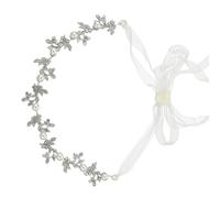 Pearl Headband Silver Alloy Ribbon Leaf Design Elegant Bridal Headwear | Lightweight Fit, Easy to Secure, Wedding Hair Decor, Women’s Accessory for Special Occasions