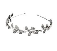 Pearl Headband Vintage Wedding Headpiece Crystal Bridal Tiaras Accessories Party Headdress For Womens(Silver)