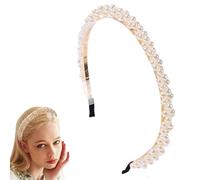 Pearl Headband White Hair Hoop Wedding Wide Headpiece Elegant Hairband Bling Hairstyling Accessories for Girls 2408