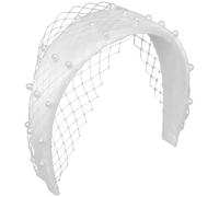 Pearl Headband with Faux Pearls Fabric Wedding Hair Accessory | Lightweight Skin Friendly Workmanship, Elegant White Style, Bridal Use, Wide Fit for Women
