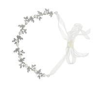 Pearl Headpiece Silver Alloy Ribbon Headband for Women | Elegant Bridal Wear, Easy to Fix and Lightweight, Leaf Design with Handmade Pearl Detail