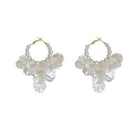 Pearl Hoop Earrings Dangle Pearls Earrings Pearl Seashell Pearl Stud Earrings for Women Hoop Earrings with Pearl for Women Wedding Prom Jewelry Gifts for Bride, other, other