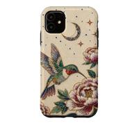 Pearl Hummingbird Celestial Moon Stars Floral Mosaic Art Case for iPhone 11
