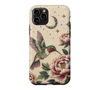 Pearl Hummingbird Celestial Moon Stars Floral Mosaic Art Case for iPhone 11 Pro
