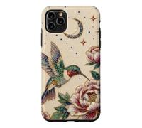 Pearl Hummingbird Celestial Moon Stars Floral Mosaic Art Case for iPhone 11 Pro Max