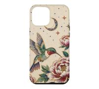 Pearl Hummingbird Celestial Moon Stars Floral Mosaic Art Case for iPhone 12 Pro Max