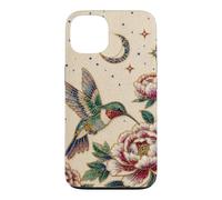 Pearl Hummingbird Celestial Moon Stars Floral Mosaic Art Case for iPhone 13