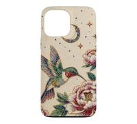 Pearl Hummingbird Celestial Moon Stars Floral Mosaic Art Case for iPhone 13 Pro Max