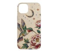 Pearl Hummingbird Celestial Moon Stars Floral Mosaic Art Case for iPhone 14 Plus