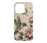 Pearl Hummingbird Celestial Moon Stars Floral Mosaic Art Case for iPhone 14 Pro Max