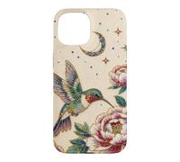 Pearl Hummingbird Celestial Moon Stars Floral Mosaic Art Case for iPhone 15