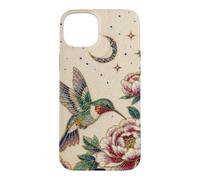 Pearl Hummingbird Celestial Moon Stars Floral Mosaic Art Case for iPhone 15 Plus