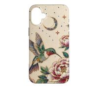 Pearl Hummingbird Celestial Moon Stars Floral Mosaic Art Case for iPhone 16 Plus