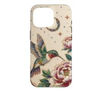 Pearl Hummingbird Celestial Moon Stars Floral Mosaic Art Case for iPhone 16 Pro