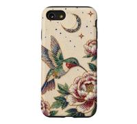 Pearl Hummingbird Celestial Moon Stars Floral Mosaic Art Case for iPhone SE (2020) / 7/8