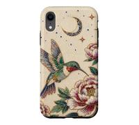 Pearl Hummingbird Celestial Moon Stars Floral Mosaic Art Case for iPhone XR