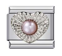 Pearl I Love You Heart Mother Daughter Charm Silver Italian 9mm Link Stainless Steel Bracelet Charm Compatible With Nomination 9mm Bracelet