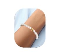 Pearl Initial Bracelet for Women Personalized A-Z Letter Pearl Beaded Bracelet Jewelry, Women Bridesmaid Proposal Wedding Bride Party Bridal Shower Mothers Day Gift