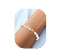 Pearl Initial Bracelet for Women Personalized A-Z Letter Pearl Beaded Bracelet Jewelry, Women Bridesmaid Proposal Wedding Bride Party Bridal Shower Mothers Day Gift