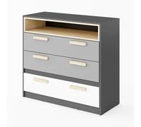 pearl kids wooden chest of 3 drawers in graphite