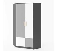 pearl kids wooden wardrobe corner with 2 doors in graphite