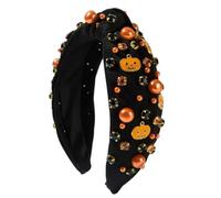 Pearl Knotted Headband Headband Female Knotted Diamond Pearl Ghost Pumpkin Accessories Decorative Holiday Hair(1)