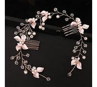 Pearl Leaf Hair Comb Headband Hair Accessories Women's Hair Accessories Wedding Headband (Rose Gold)