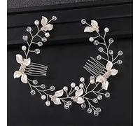 Pearl Leaf Hair Comb Headband Hair Accessories Women's Hair Accessories Wedding Headband (Silver)