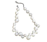 Pearl Look Statement Necklace for Women Large Bead Accent, Alloy Chain Jewelry for Party Evening Daily Outfits, White Dress Accessory Large Collar Strand Accessory Evening Outfit Bridal Guest