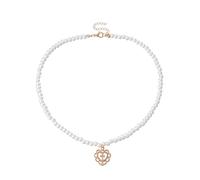 Pearl Love Pendant Necklace Crystal Smiling Face Choker Necklace Chain Faux Pearl Rhinestone Love Heart Jewelry for Women Girls (Gold D)