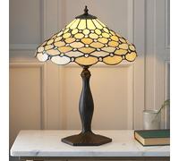 pearl medium tiffany glass table lamp in bronze