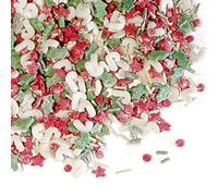 Pearl Merry Christmas Sprinkles for Cupcakes Edible Sugar Toppers Decorations Green Red & White Pearl Candy Canes Stars Holly Dots & Vermicelli Pearl Merry Christmas Sprinkles | 90g BA102975