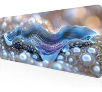 Pearl Mouse Mat 100 x 40cm Large Gaming Mouse Pad Blue Keyboard Mat Stitched Edges, Non Slip Rubber Base, Waterproof Soft Cloth, Computer Accessories for Home Office Decor, Gifts PjY5816 7-8