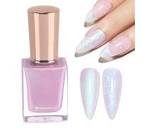 Pearl Nail Polish - Pink Nail Varnish Quick Dry - 11ML Glossy & Long Lasting Pearlescent Nail Polish Pink - Mermaid nail polish for DIY Nail Art, No Need UV Lamp