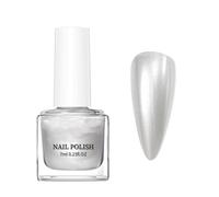 Pearl Nail Varnish - White Nail Polish - Quick Dry Glitter Nail Polish Long Lasting - No UV Light Needed & Smooth and Easy to Use - Breathable Nail Varnish Non Toxic & Gifts for Women