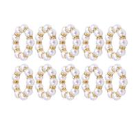 Pearl Napkin Rings - 10 Pack Beaded Napkin Ring Holders | Elegant Imitation Pearl Bands For Wedding Dining Table Décor | Farmhouse Style Napkins Buckles For Home Restaurant Holiday Party Banquet
