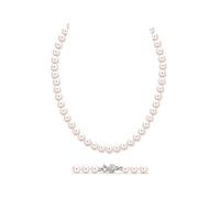 Pearl Necklace Anniversary Wedding Jewellery Gifts for Women Wife Freshwater Cultured White Round Pearl 6-7MM with Sterling Silver Hypoallergenic Clasp, Length 20 Inch Mothers Day Gift for Mom
